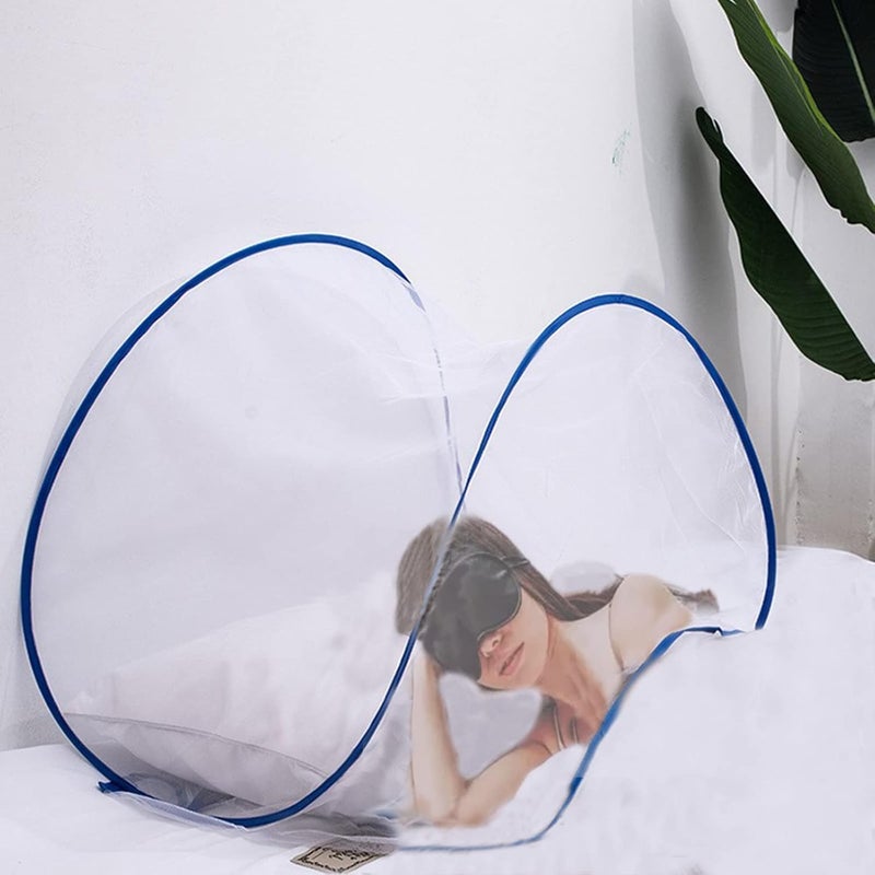 CMINGJ Portable Mosquito Head Net Foldable Pop-Up Travel Essentials Mosquito Net for Bed Free Installation-Large Size Suitable for Bedroom, Camping, nap (Large) - Image 2